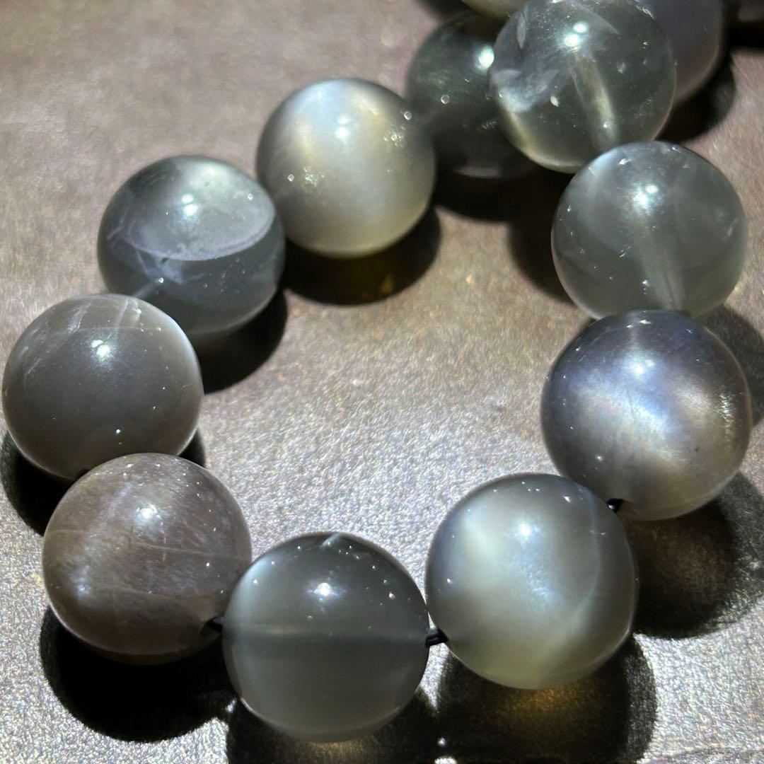 ☆別格高級品！来福開運宝珠⑦！ブラックサンムーンストーン　ブレス