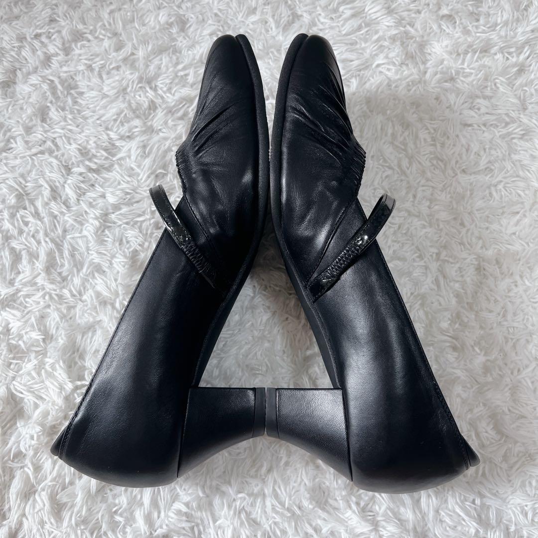 未使用✨アシックスペダラ　コンフォートシューズ　ストラップ　オールレザー　黒