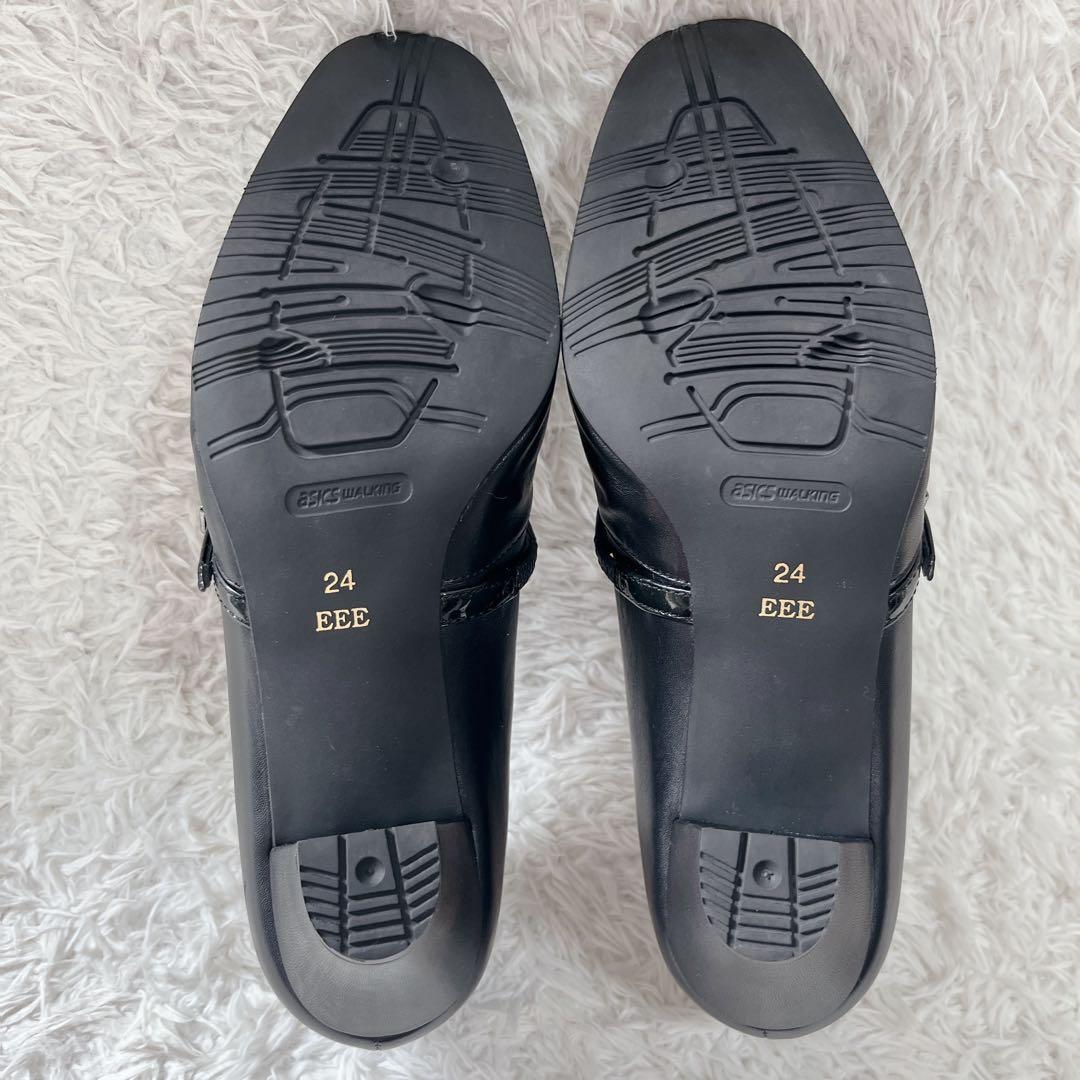 未使用✨アシックスペダラ　コンフォートシューズ　ストラップ　オールレザー　黒