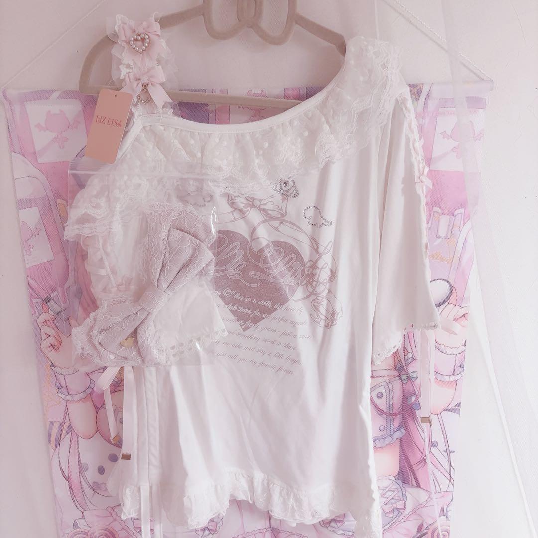 LIZLISA ワンショルダープリントtシャツ ピンク