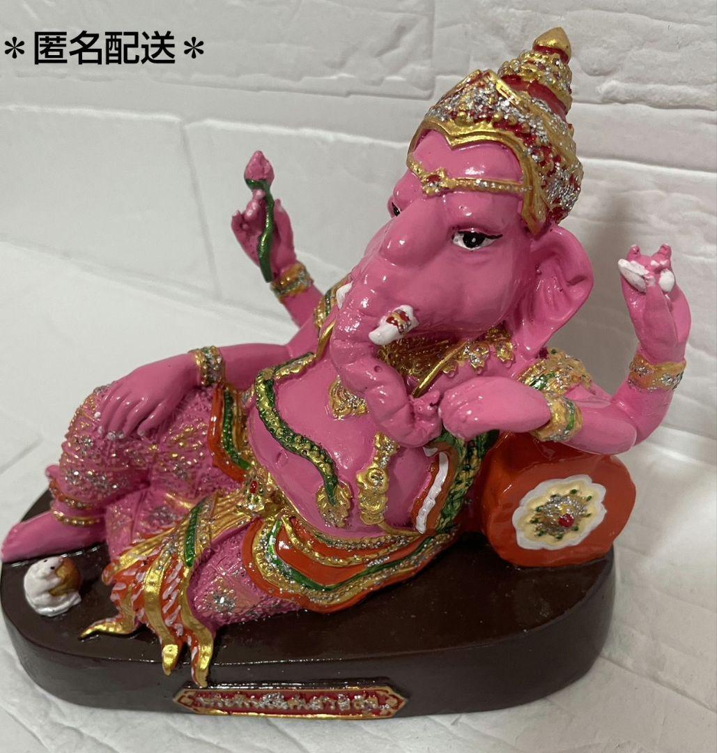 ピンクのガネーシャ 　中サイズ　ガネーシャ　像④
