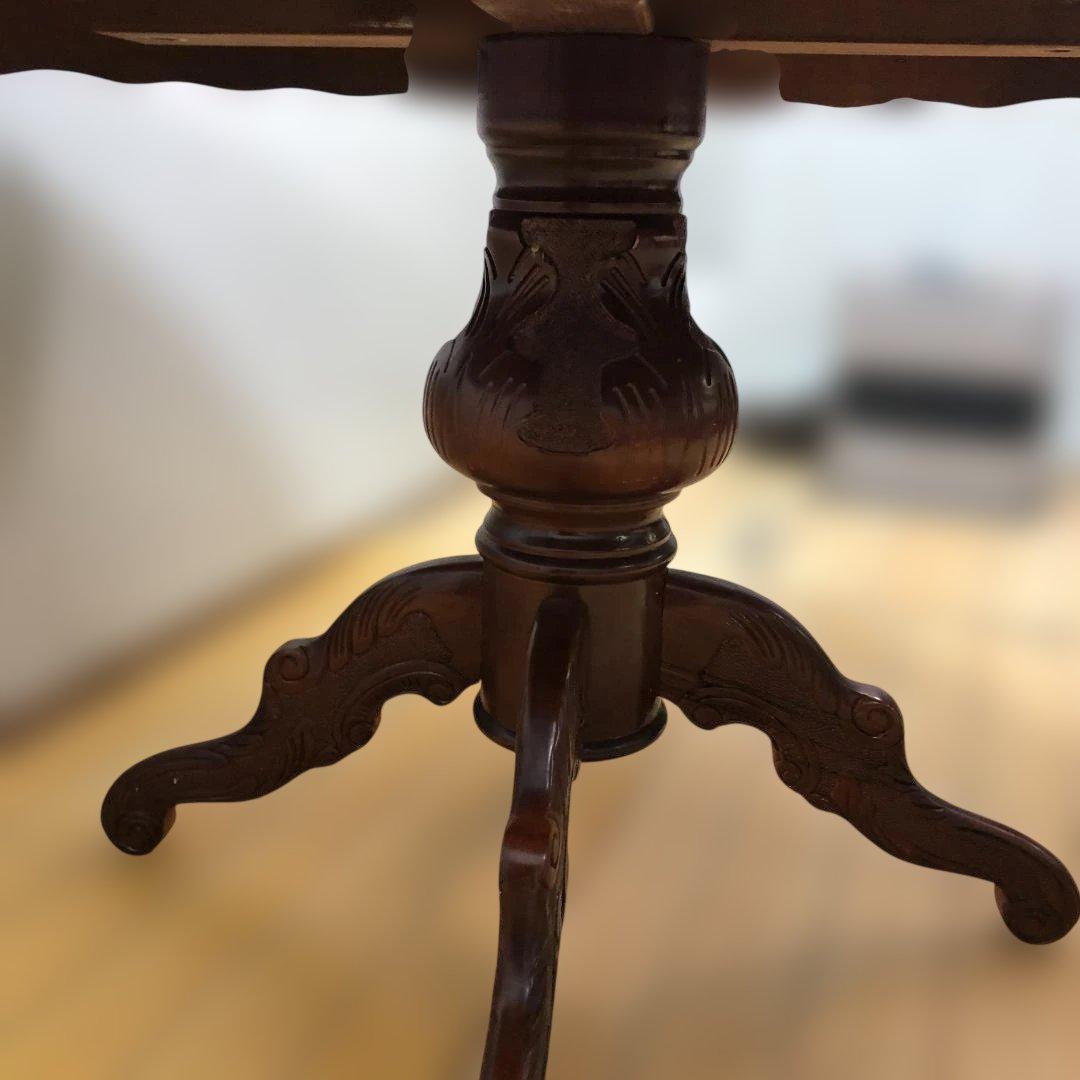 送料無料 ヨーロピアン調 象嵌装飾 丸テーブル ダイニングテーブル251127