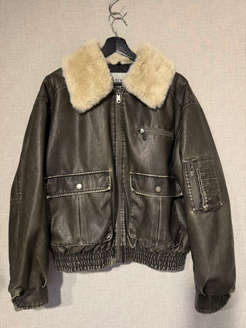 k*i様 SLY ダークブラウン レザーボンバージャケット
