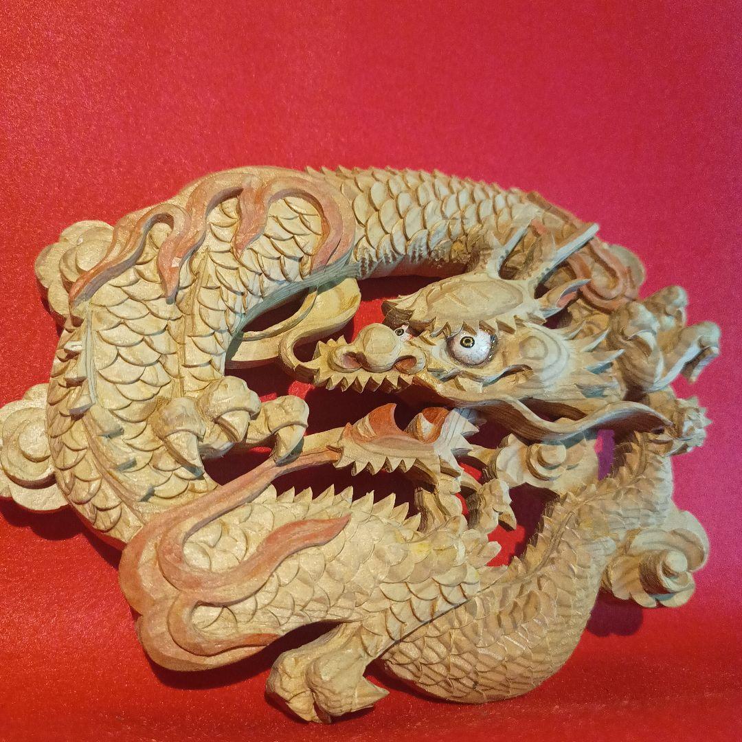 木彫り　龍　彫刻　置物　インテリア　和柄