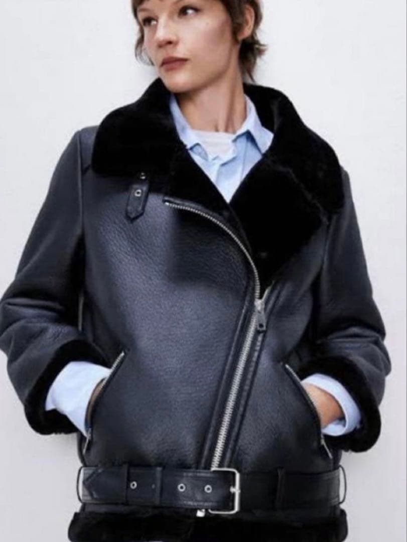 ZARA♡ブラックレザーライダースジャケット