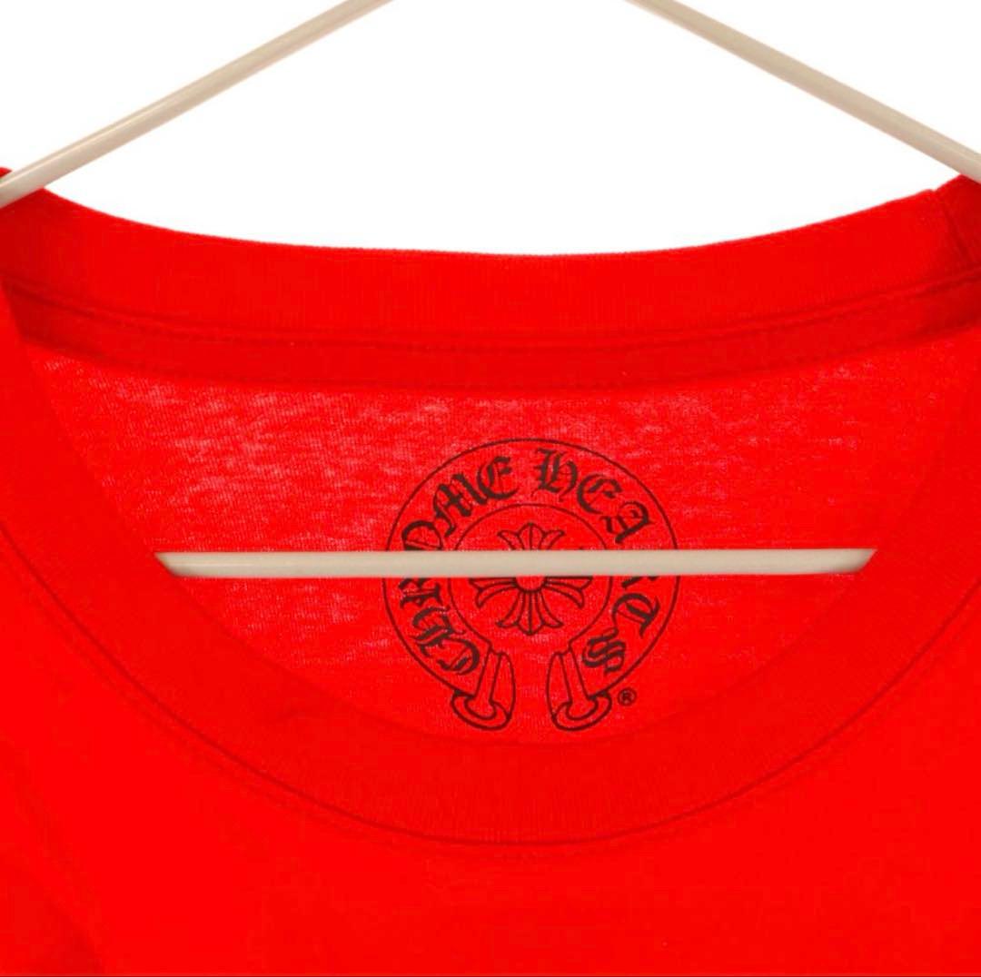 クロムハーツ スクロールプリントロゴ長袖Tシャツ レッド