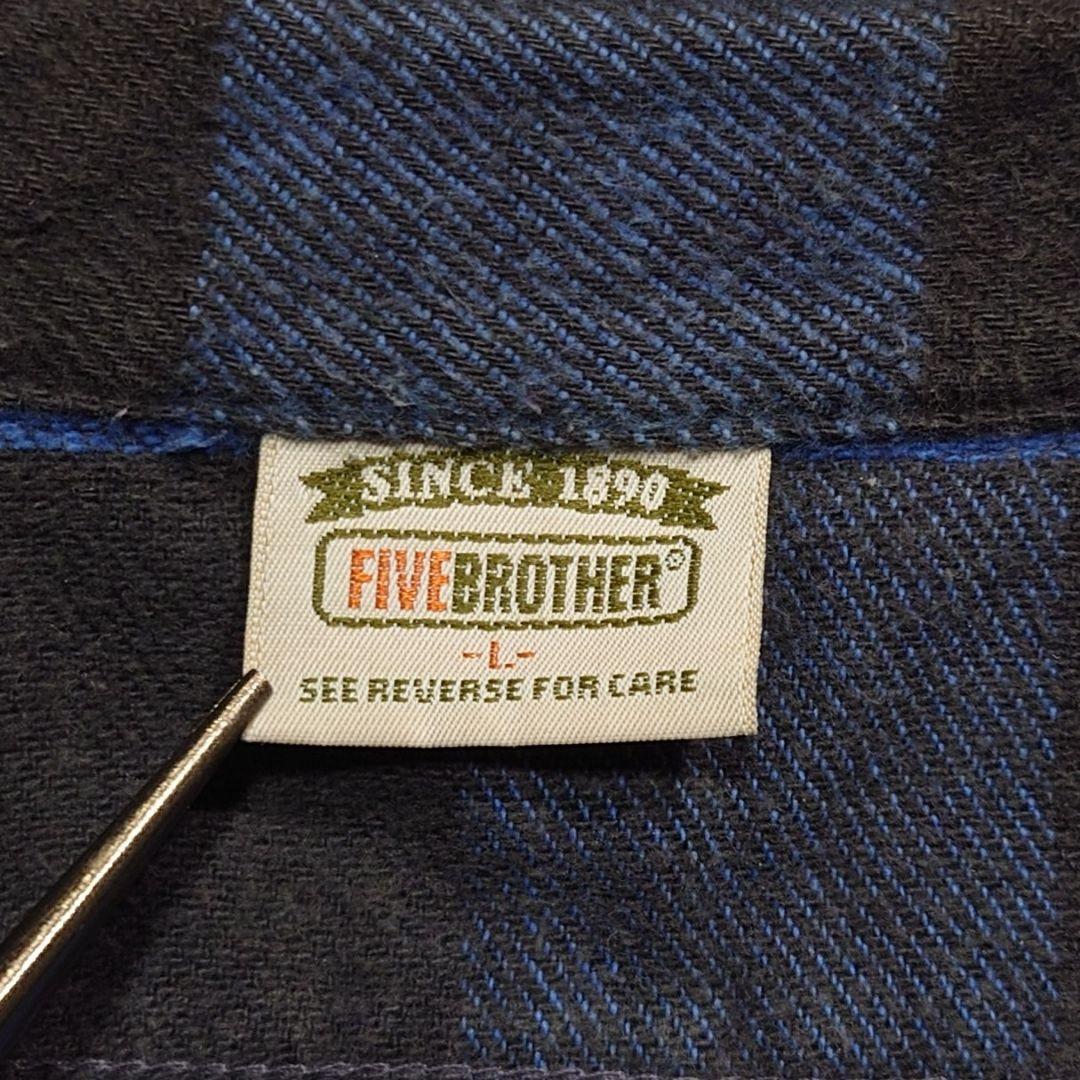 90s FIVE BROTHER チェックネルシャツ USA製 L 好配色