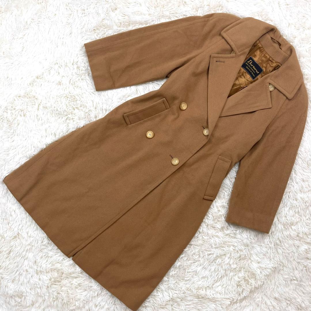 【高級】カシミヤ カシミア 100%☆ダブル ロング チェスターコート キャメル