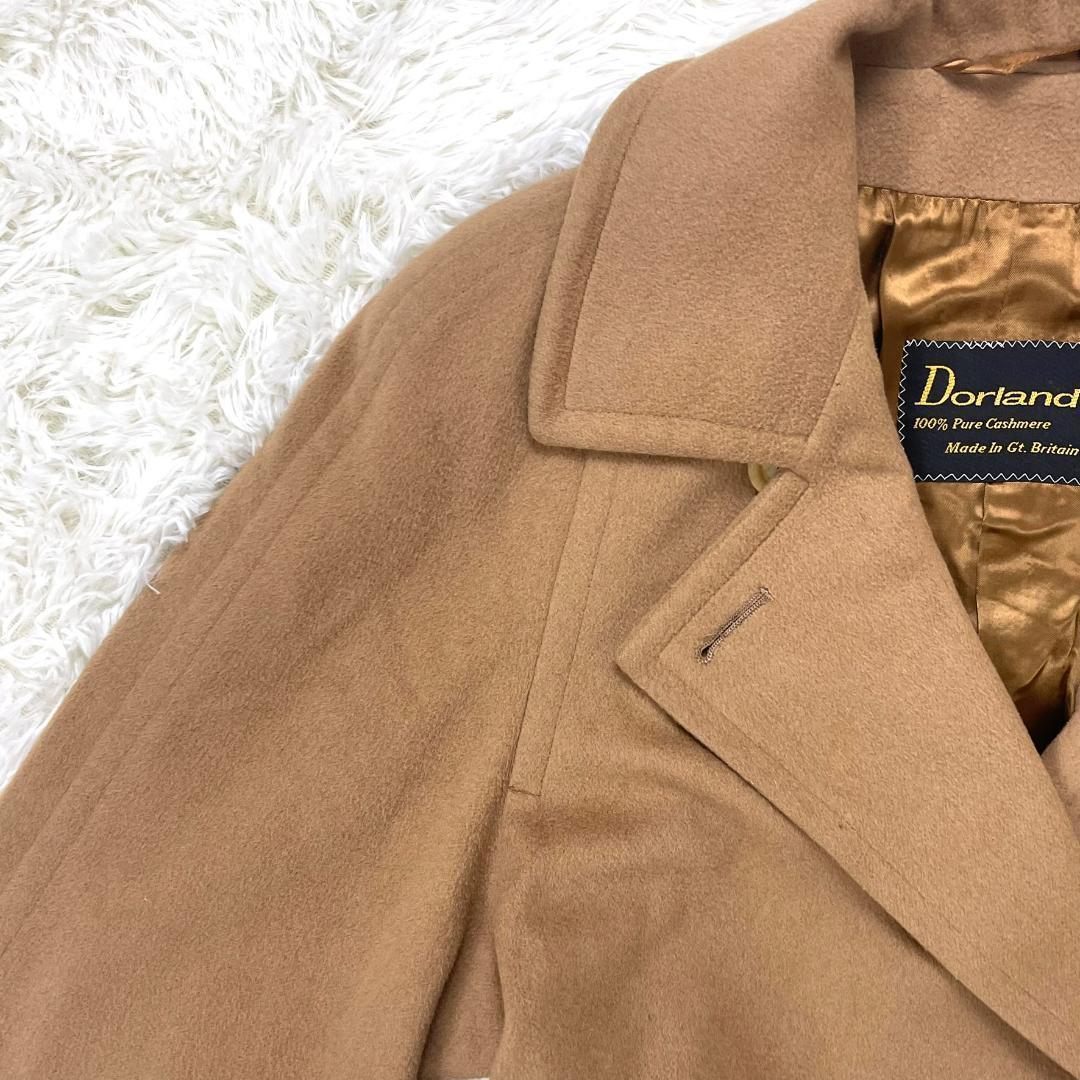 【高級】カシミヤ カシミア 100%☆ダブル ロング チェスターコート キャメル