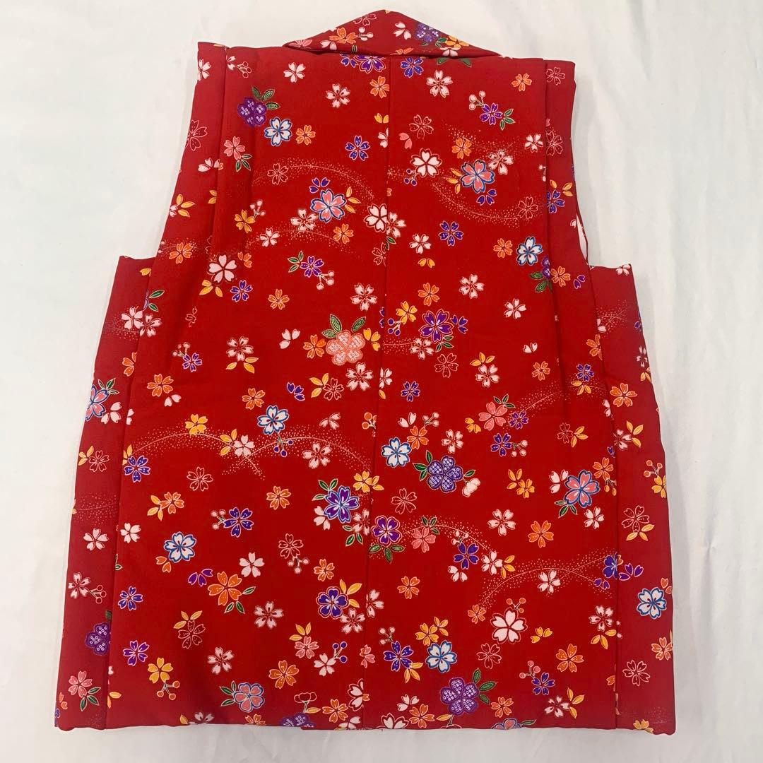 602agu1□七五三 三歳 女の子 着物&被布&長襦袢 金彩 桜□美品