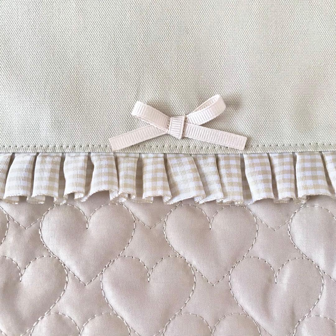 入園入学4点セット ハートキルティング　ベージュ　お着替え袋Ｍ