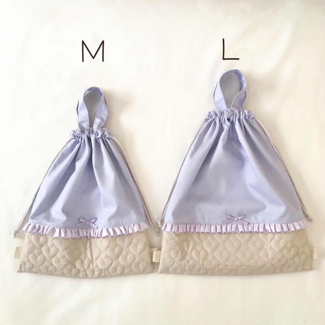 入園入学4点セット ハートキルティング　ベージュ　お着替え袋Ｍ