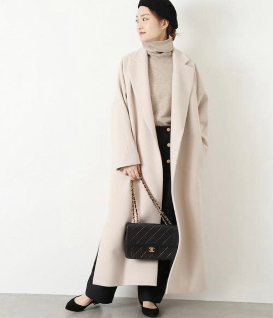 定番ヴェルメイユパーイエナ サイドスリットベルト付きコート◆ベージュ 女優コート