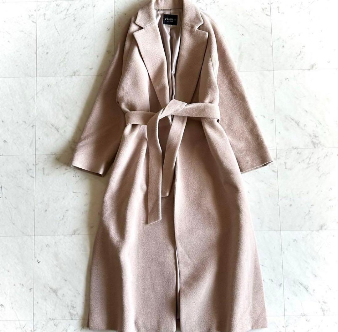 定番ヴェルメイユパーイエナ サイドスリットベルト付きコート◆ベージュ 女優コート