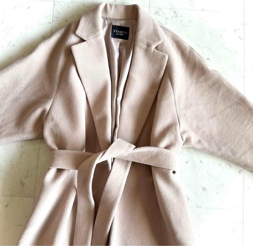 定番ヴェルメイユパーイエナ サイドスリットベルト付きコート◆ベージュ 女優コート