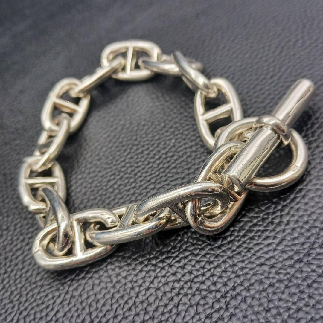 【高級】 シェーヌダンクル 925 シルバー ブレスレット マンテル 喜平 錨