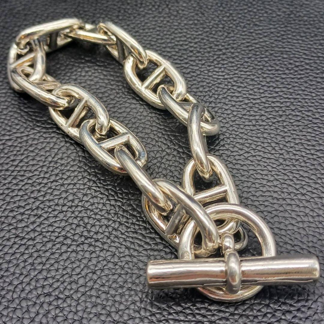 【高級】 シェーヌダンクル 925 シルバー ブレスレット マンテル 喜平 錨