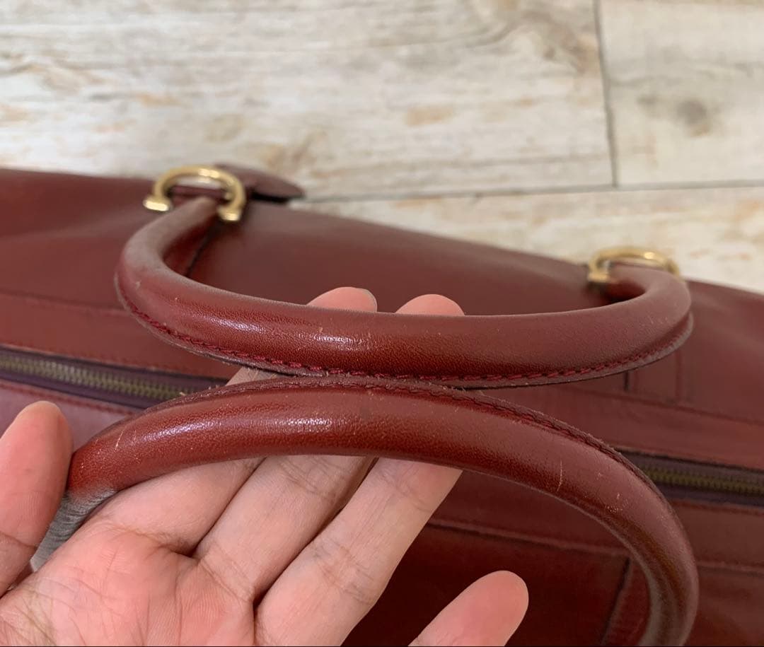 Cartier カルティエ マストライン ボストンバッグ 南京錠 ロゴ ボルドー