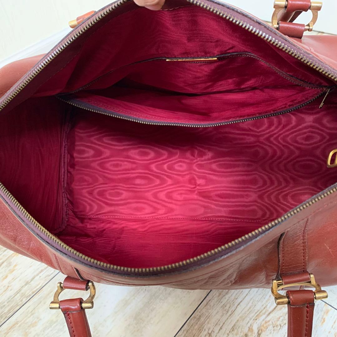 Cartier カルティエ マストライン ボストンバッグ 南京錠 ロゴ ボルドー