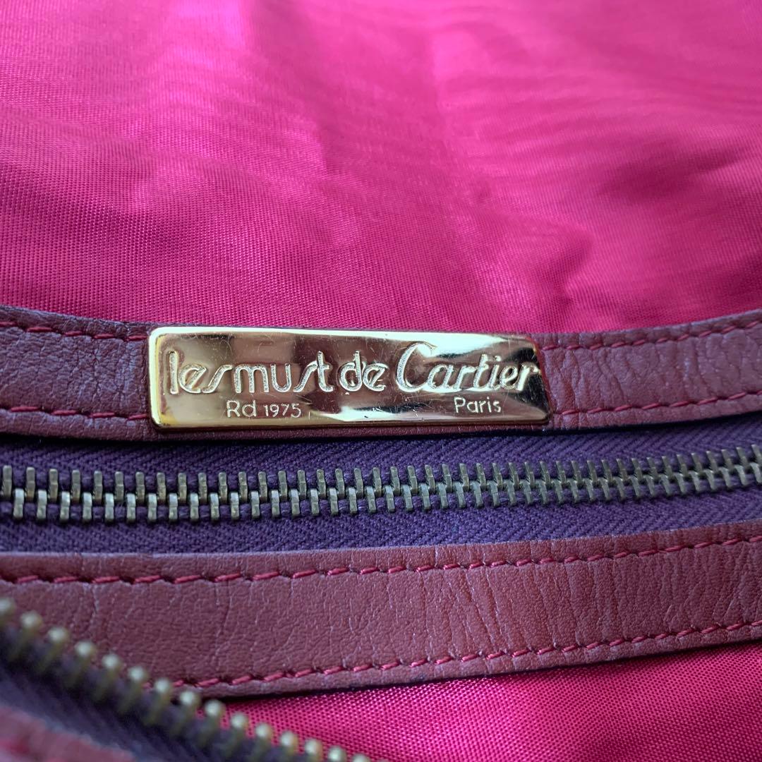 Cartier カルティエ マストライン ボストンバッグ 南京錠 ロゴ ボルドー
