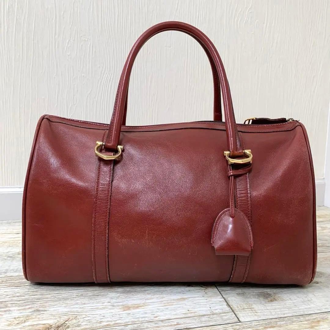 Cartier カルティエ マストライン ボストンバッグ 南京錠 ロゴ ボルドー