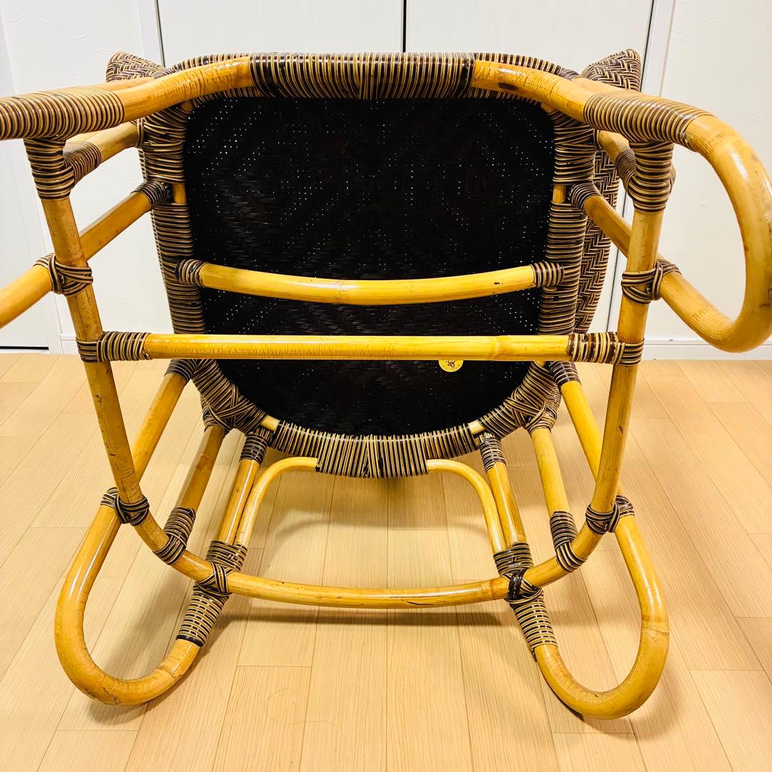 【希少　美品】おみねらたん　高級レトロラタン　アームチェア　かいてき