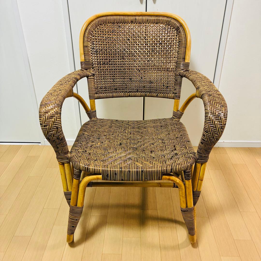 【希少　美品】おみねらたん　高級レトロラタン　アームチェア　かいてき