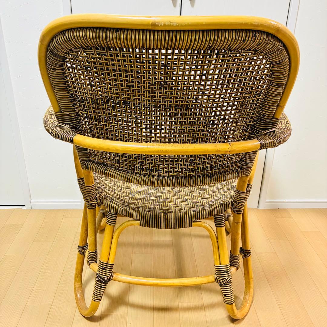 【希少　美品】おみねらたん　高級レトロラタン　アームチェア　かいてき