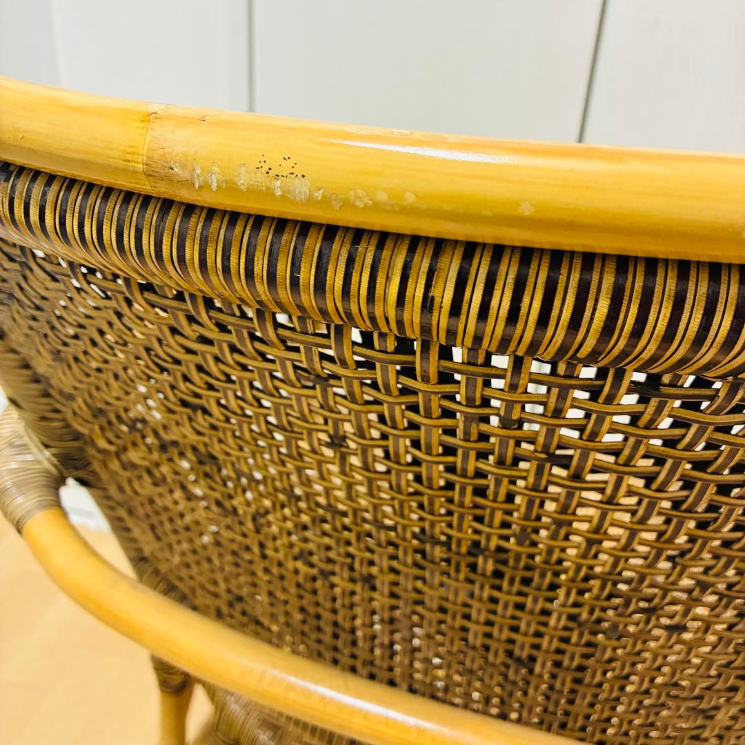 【希少　美品】おみねらたん　高級レトロラタン　アームチェア　かいてき