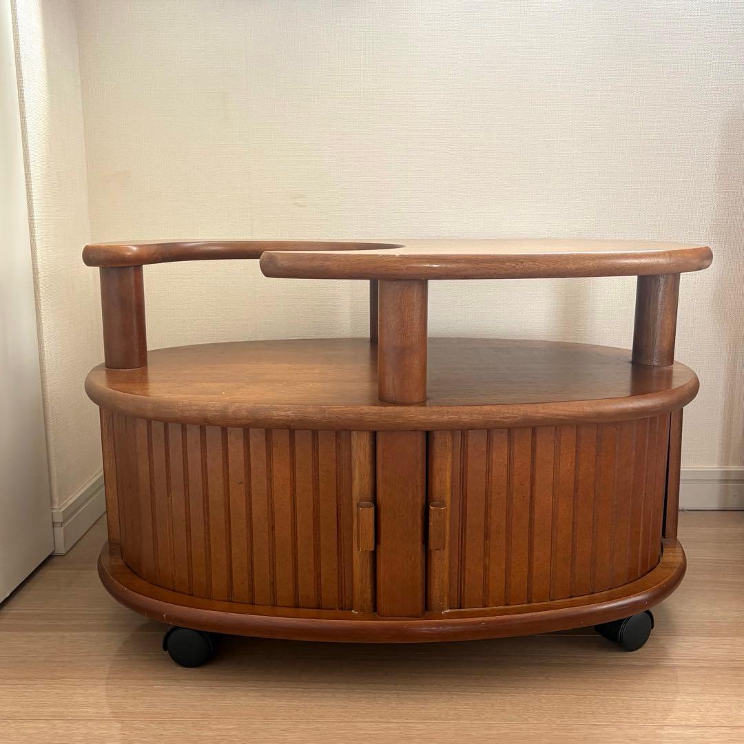 木製ローテーブル キャスター付き アンティーク レトロ