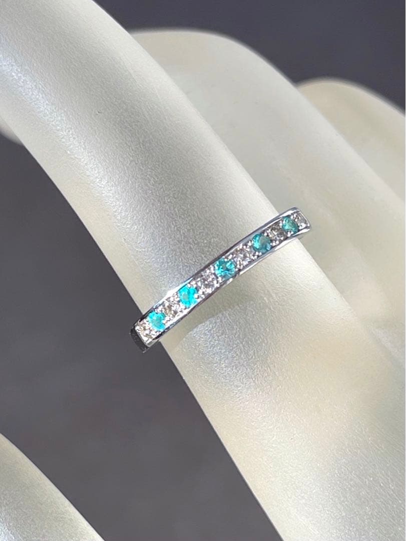 ブラジル産　天然パライバトルマリン　ダイヤモンドPT950リング（鑑別書付）