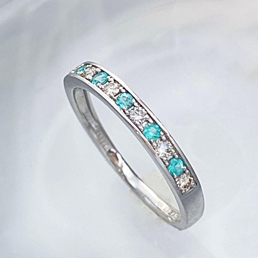 ブラジル産　天然パライバトルマリン　ダイヤモンドPT950リング（鑑別書付）