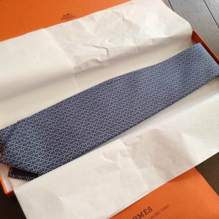 エルメス ブルー系ネクタイ 専用箱&袋付き