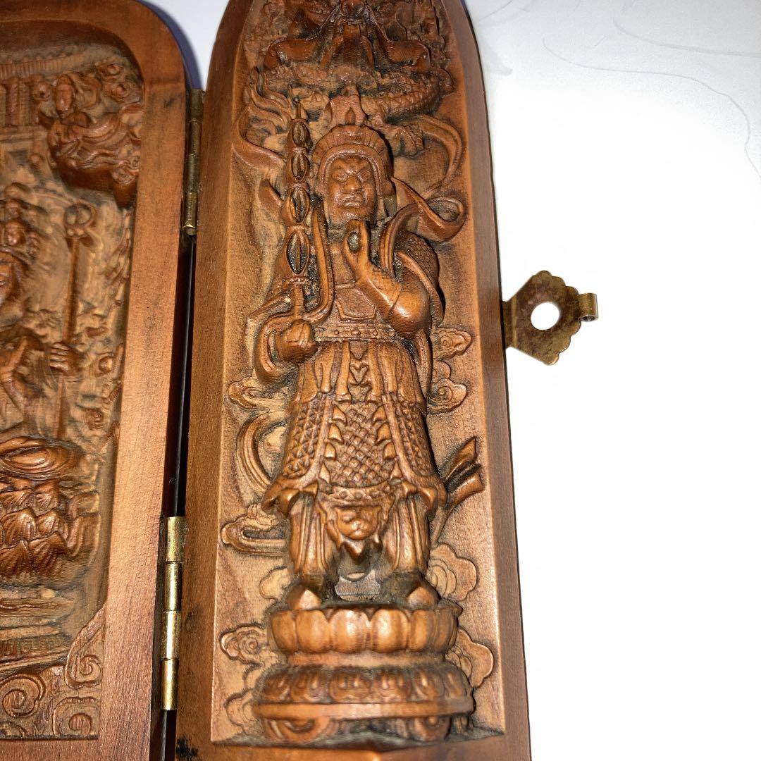 骨董仏像木造逗子入り十二支御守り本尊、千手観音阿弥陀如来不動明王大日如来レア希少