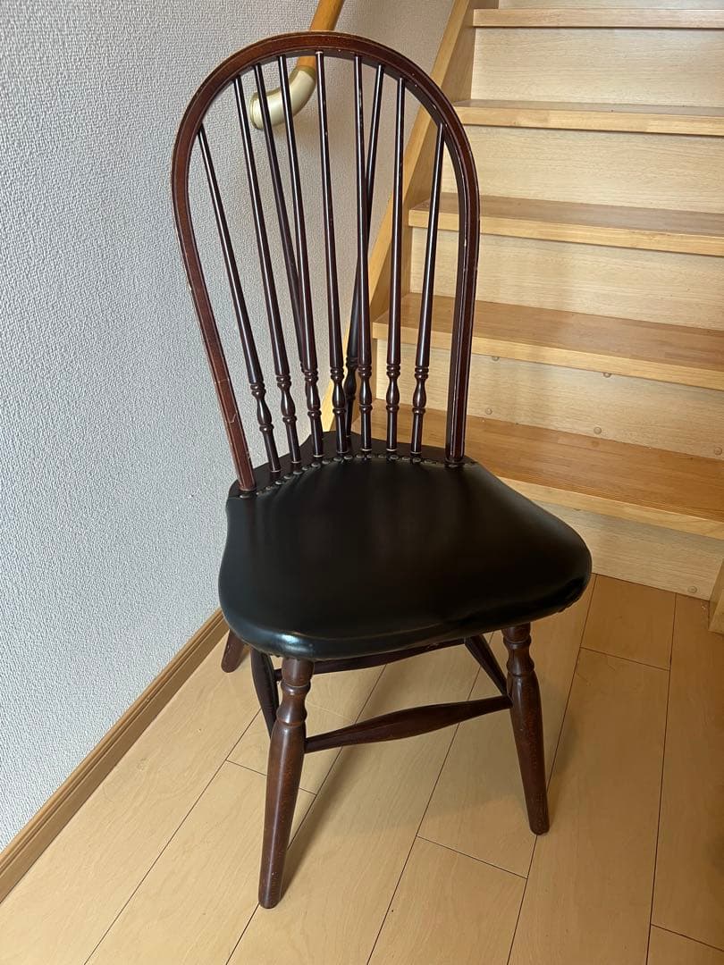 秋田木工　ヴィンテージ　チェア　希少　鋲打ち　ダークブラウン スピンドルチェア