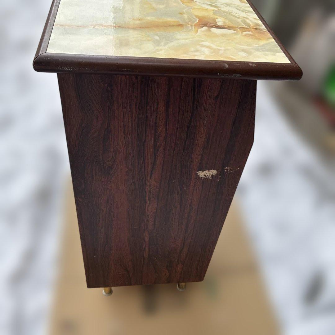 【レトロ】ヒカリ工芸 電話台 テレフォンスタンド 大理石調天板 ヴィンテージ