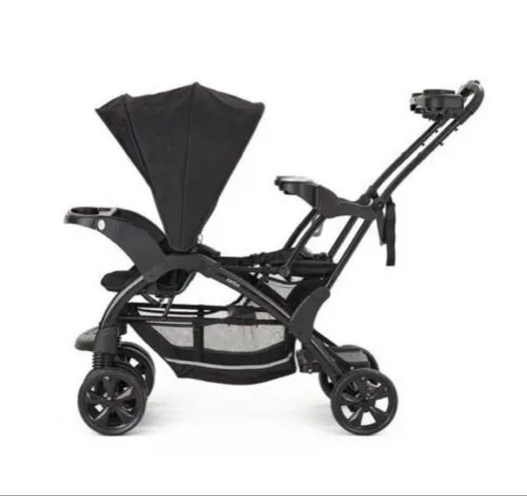 【新品未使用】二人でゴーDX 2人乗りベビーカー　レインカバー付オニキスブラック