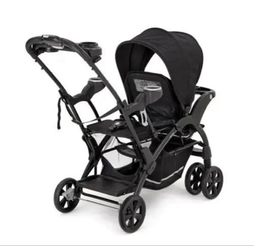 【新品未使用】二人でゴーDX 2人乗りベビーカー　レインカバー付オニキスブラック