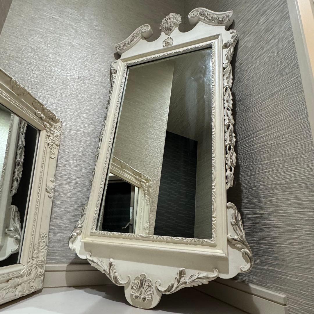 フランスアンティーク　大型　コンソール ミラー ヨーロピアン 木製 シャビー