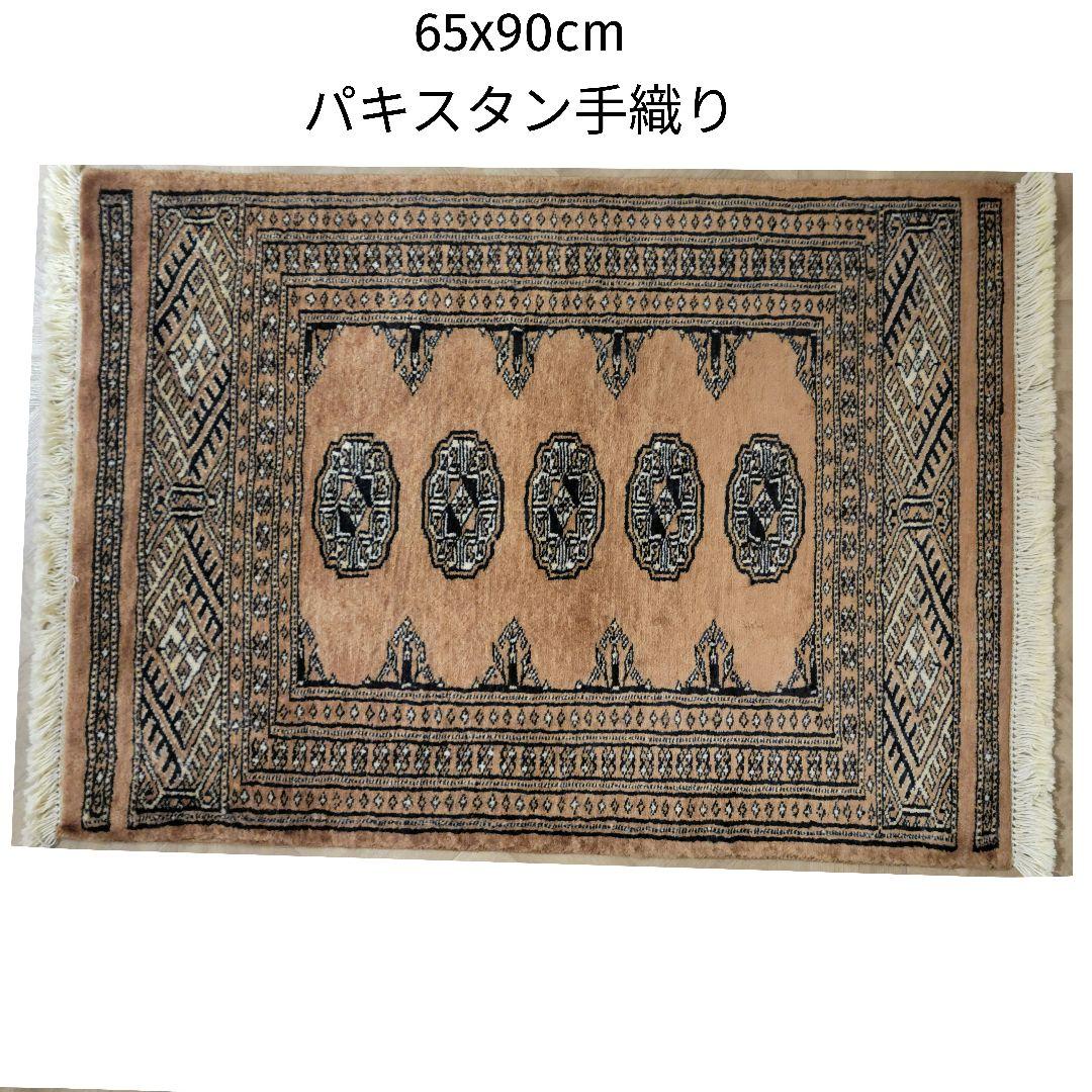 90X65cmパキスタン手織りマット(690)ギャッベ・ペルシャ・玄関・じゅうた