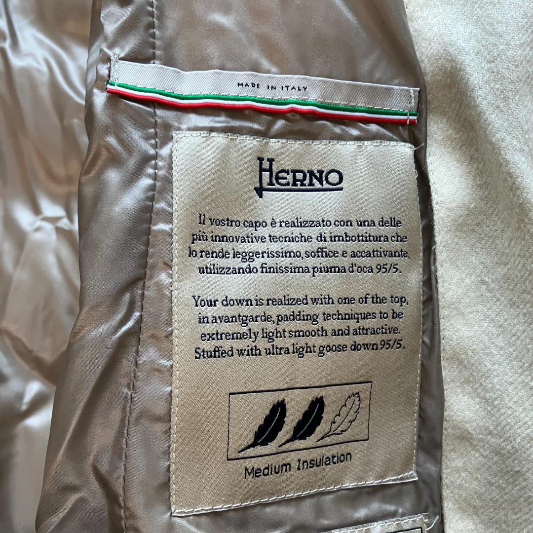 美品◎HERNO ダウン PIACENZA カシミヤ シルク フォックスファー