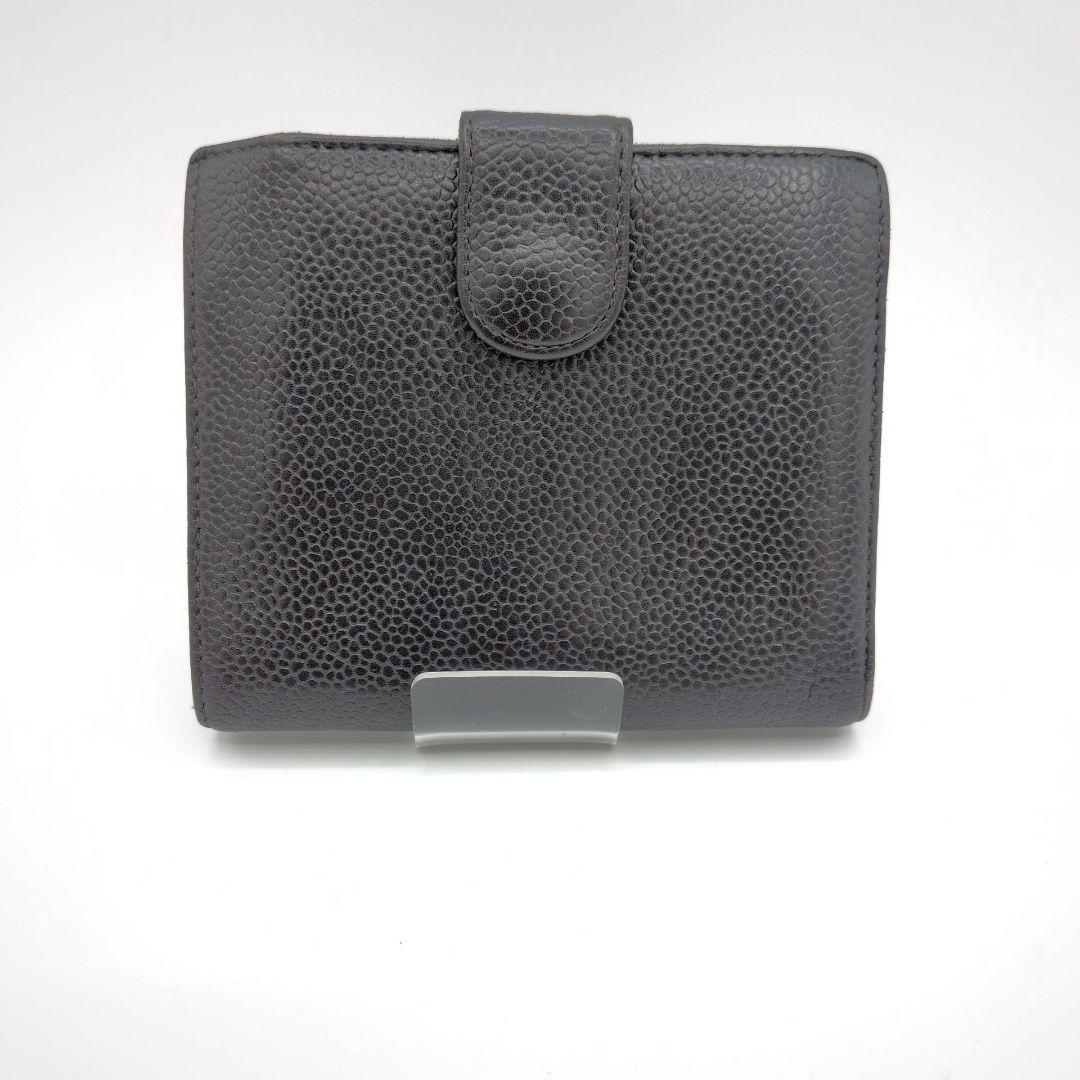 シャネル　キャビアスキン　ココマーク　二つ折り財布　CHANEL