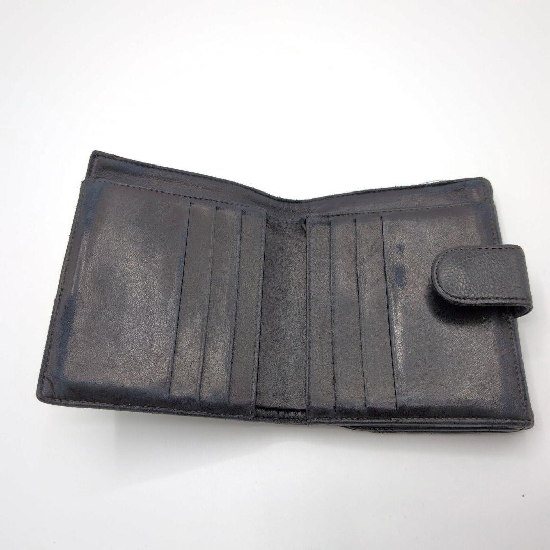 シャネル　キャビアスキン　ココマーク　二つ折り財布　CHANEL