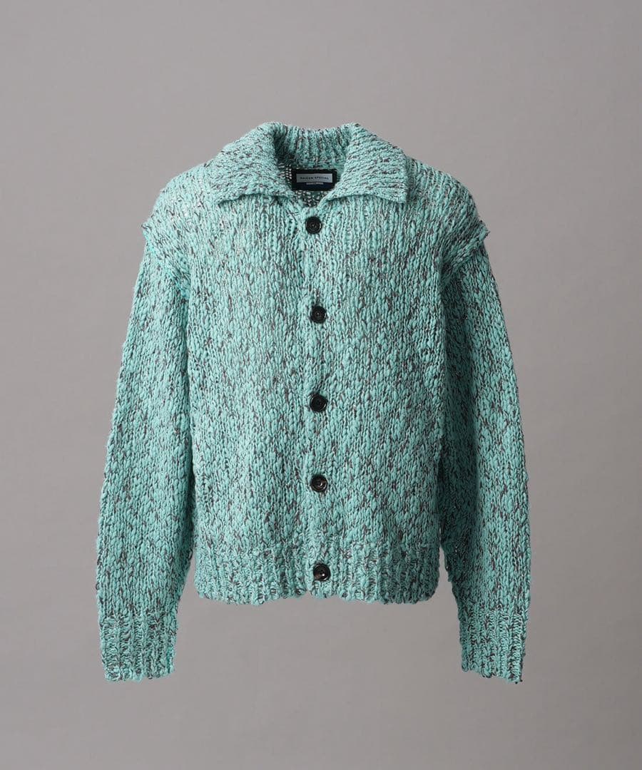 スラブヤーンプライムオーバー襟付きカーディガン【MAISON SPECIAL】