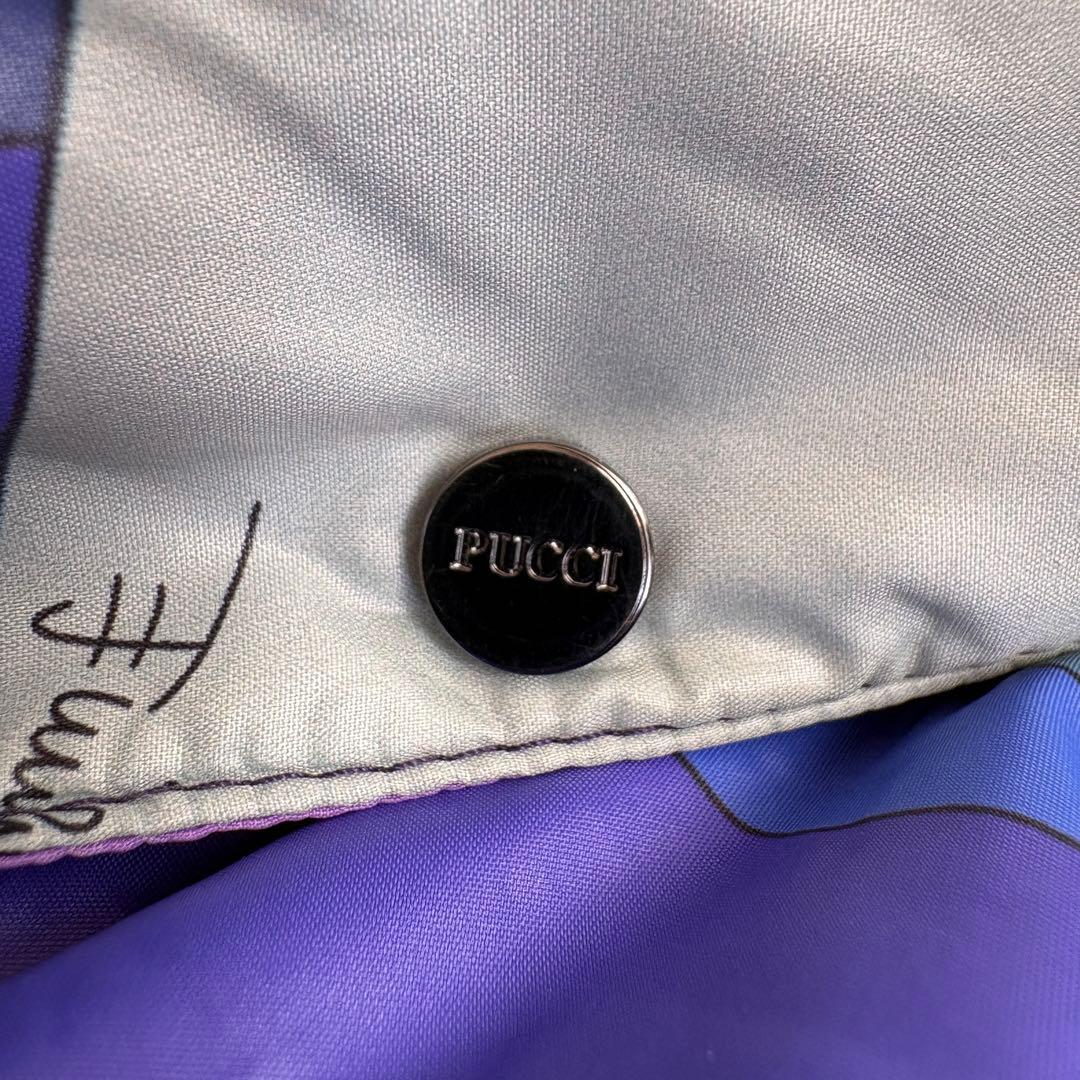 エミリオプッチ　ダウンベスト　ブルー　ハイネック　総柄　IT44 ナイロン