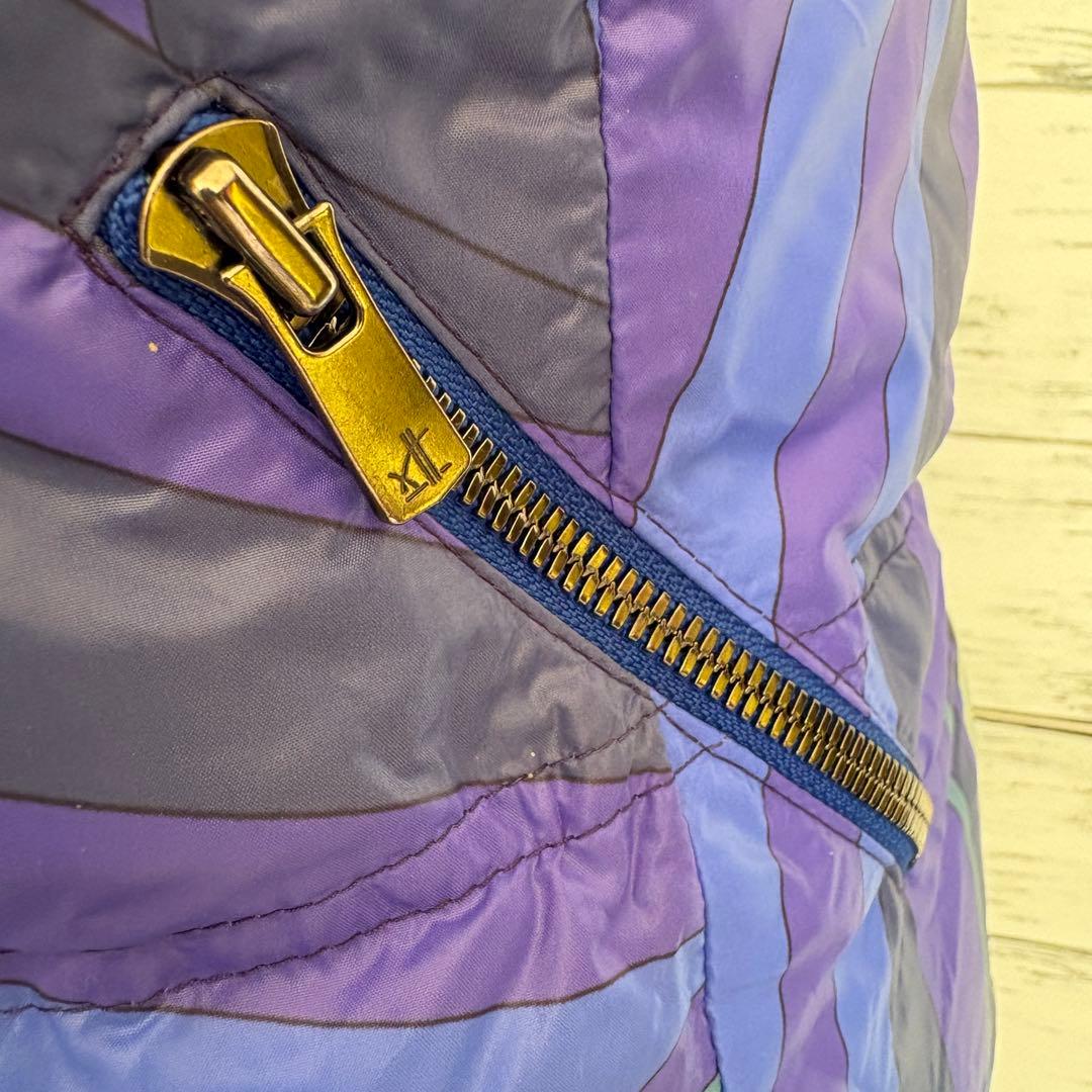 エミリオプッチ　ダウンベスト　ブルー　ハイネック　総柄　IT44 ナイロン