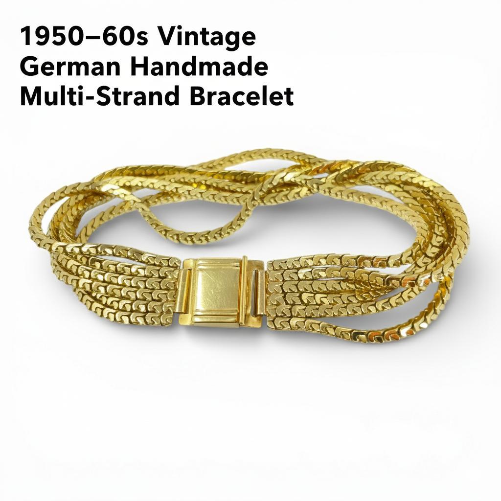 刻印有 50s 60s ドイツ製 ハンドメイド 多連チェーン ブレスレット