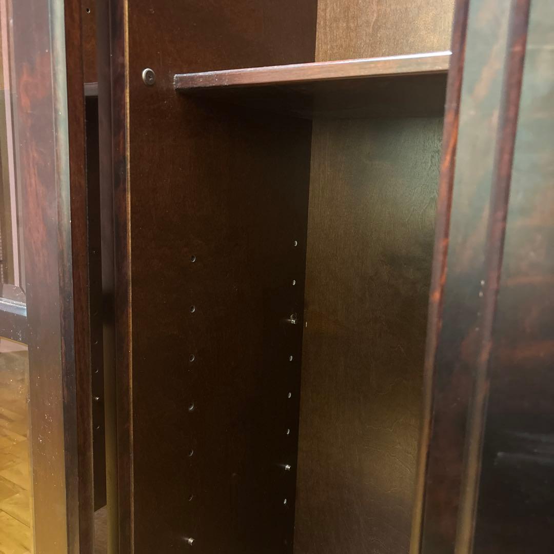 スライド式ガラス扉　本棚　ダークブラウン