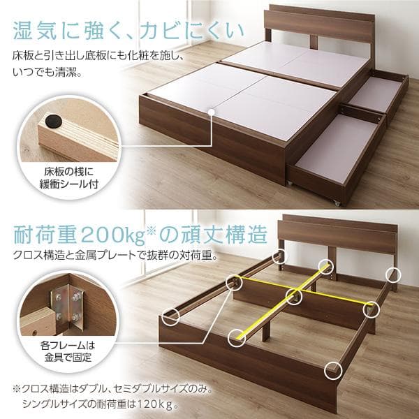 ベッド  ナチュラル セミダブル ポケットコイルマットレス付ds-2151042