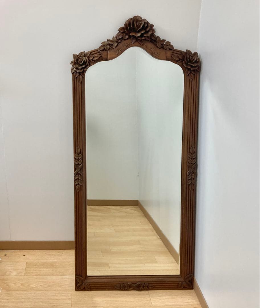 木製フレームスタンドミラー